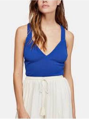 Free People Tie-Back Halter Top Size Medium Blue